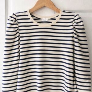 Pomander Place Navy Striped Vesty Long Sleeve Crewneck